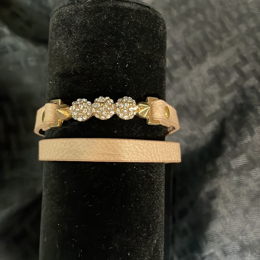 Blush Leather rhinestone Wrap Bracelet